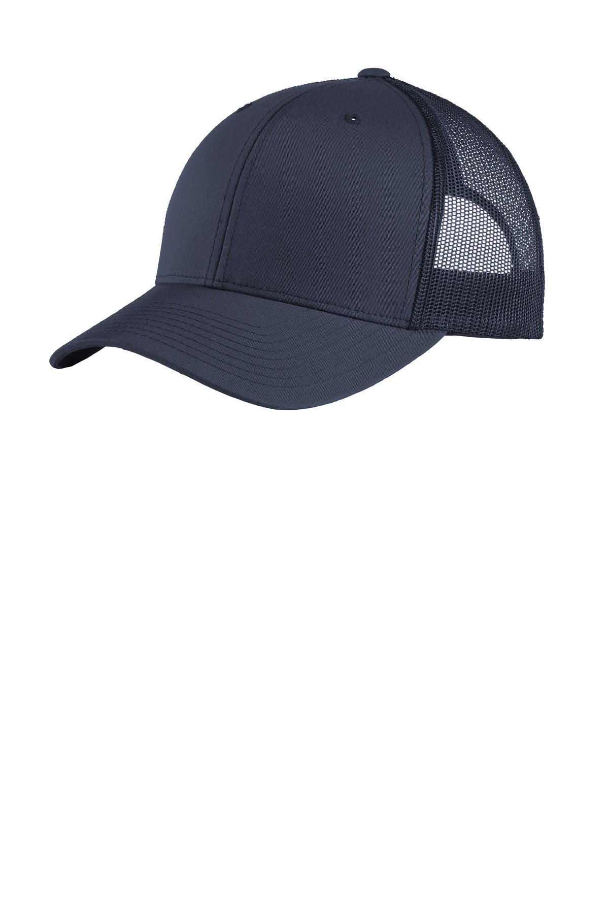 Fabric: 60/40 cotton/poly front panels; 100% polyester mesh back panels 98/2 cotton/spandex front pa