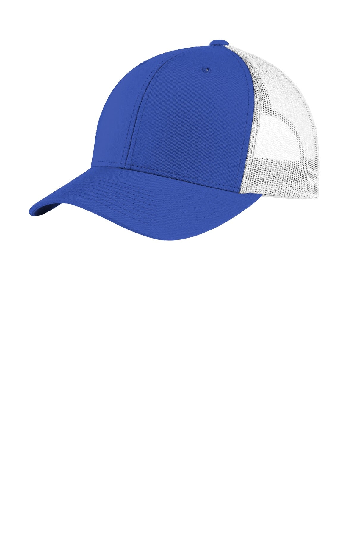 Fabric: 60/40 cotton/poly front panels; 100% polyester mesh back panels 98/2 cotton/spandex front pa