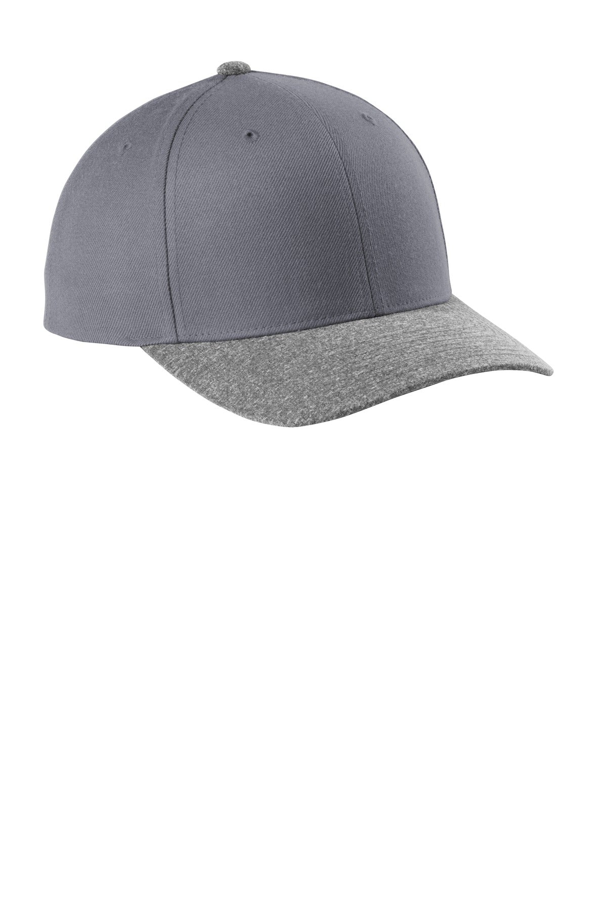 Fabric: 80/20 acrylic/wool (Solids) 92/8 poly/spandex (Grey Heather)Structure: StructuredProfile: Mi