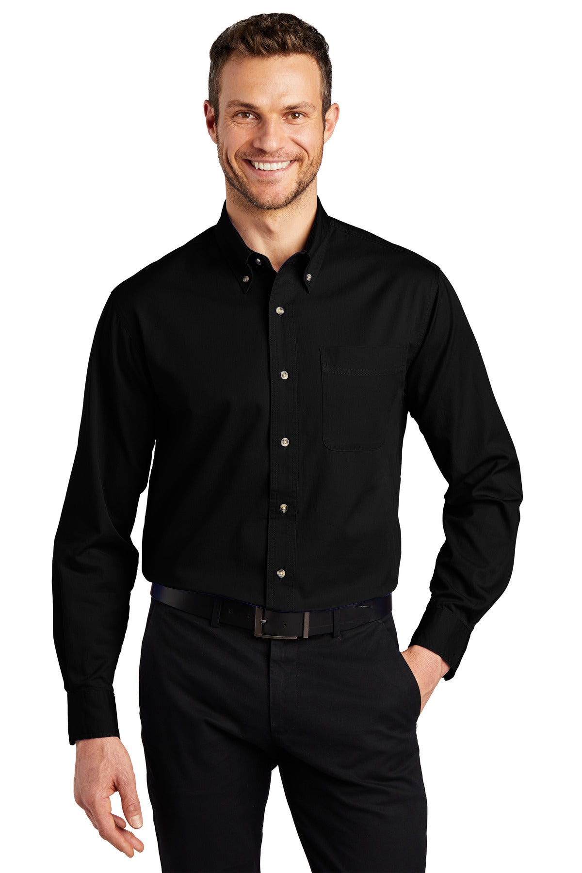Our twill shirt has a professional appearance with comfortab - Black