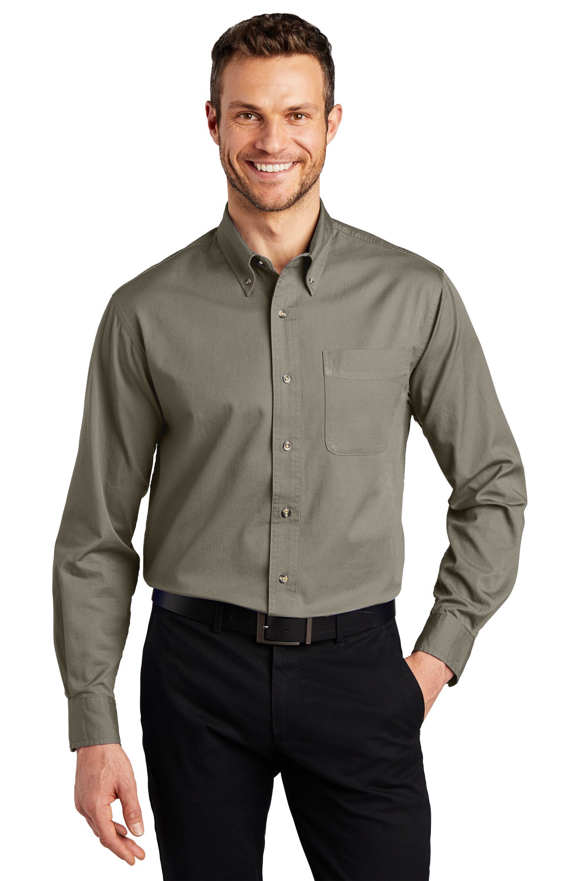 Our twill shirt has a professional appearance with comfortab - Khaki