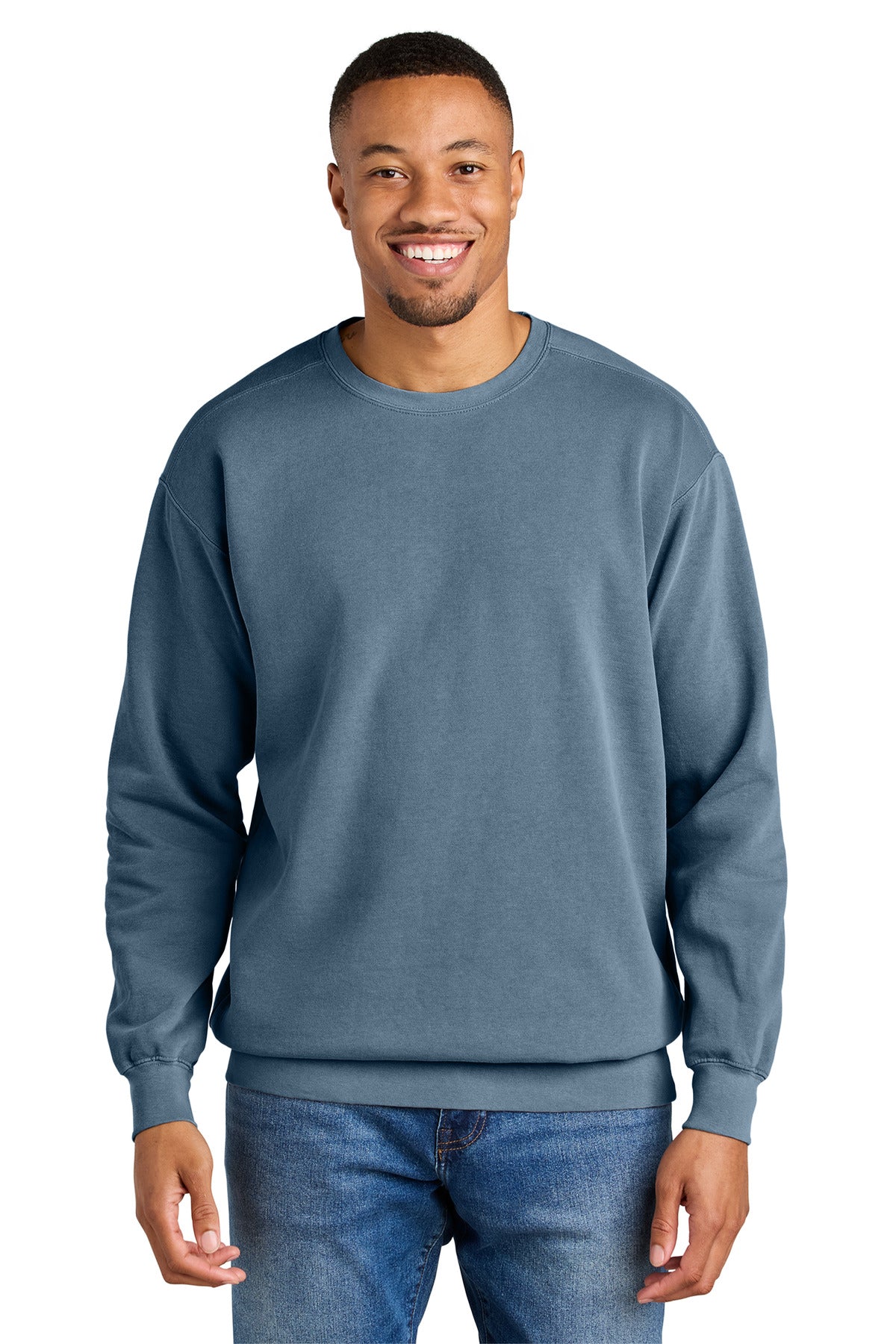 9.5-ounce 80/20 ring spun cotton/poly Soft-washed garment-dy - Blue Jean