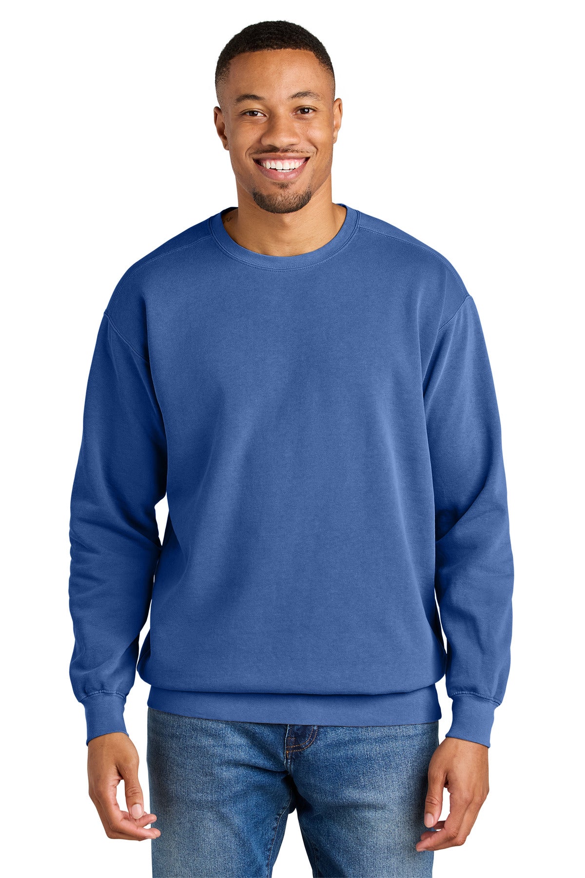 9.5-ounce 80/20 ring spun cotton/poly Soft-washed garment-dy - Flo Blue