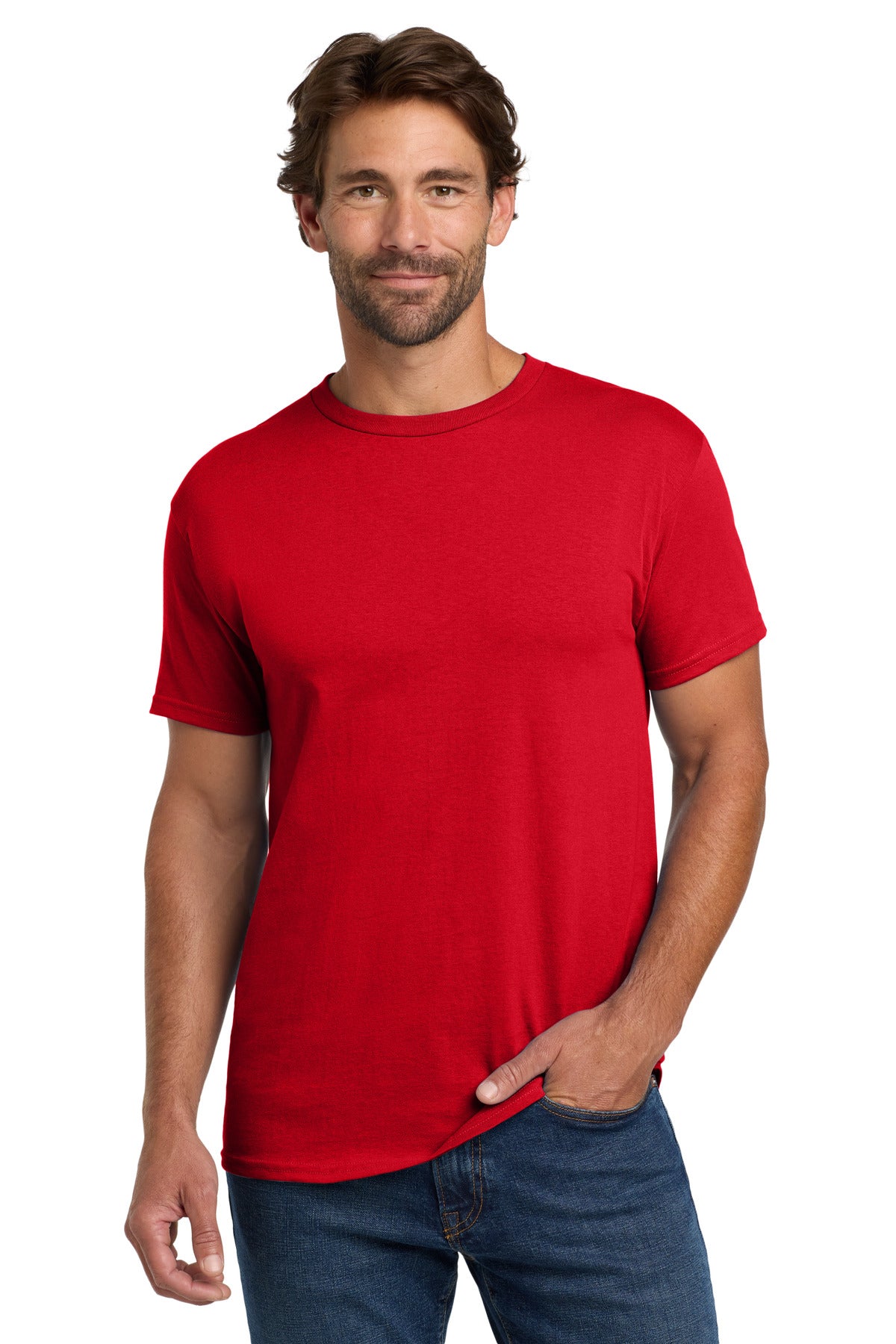 5.2-ounce 100% US-grown cotton99/1 cotton/poly (Ash)90/10 co - Athletic Red
