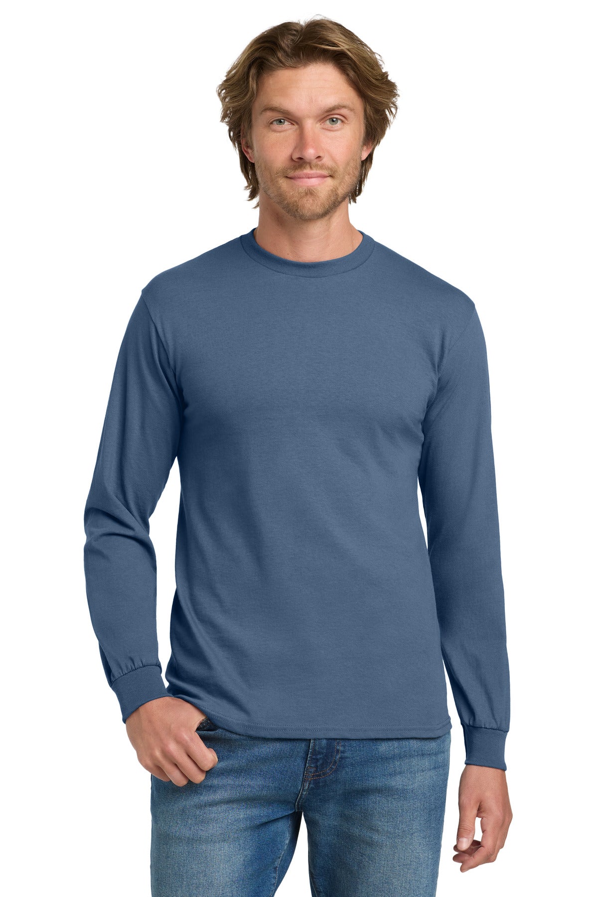 5.3-ounce 100% US cotton 99/1 cotton/poly (Ash) 90/10 cotton - Indigo Blue