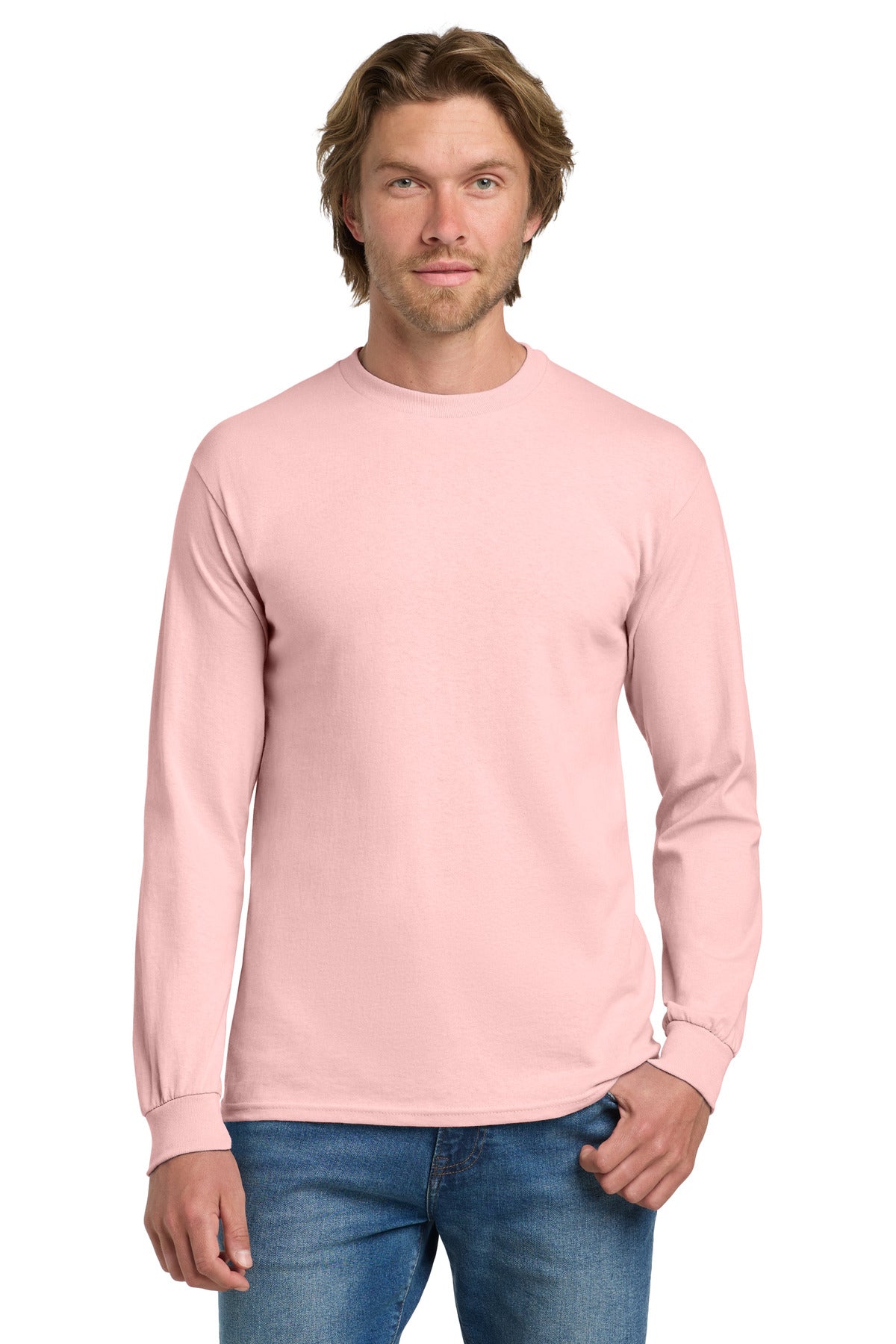 5.3-ounce 100% US cotton 99/1 cotton/poly (Ash) 90/10 cotton - Light Pink