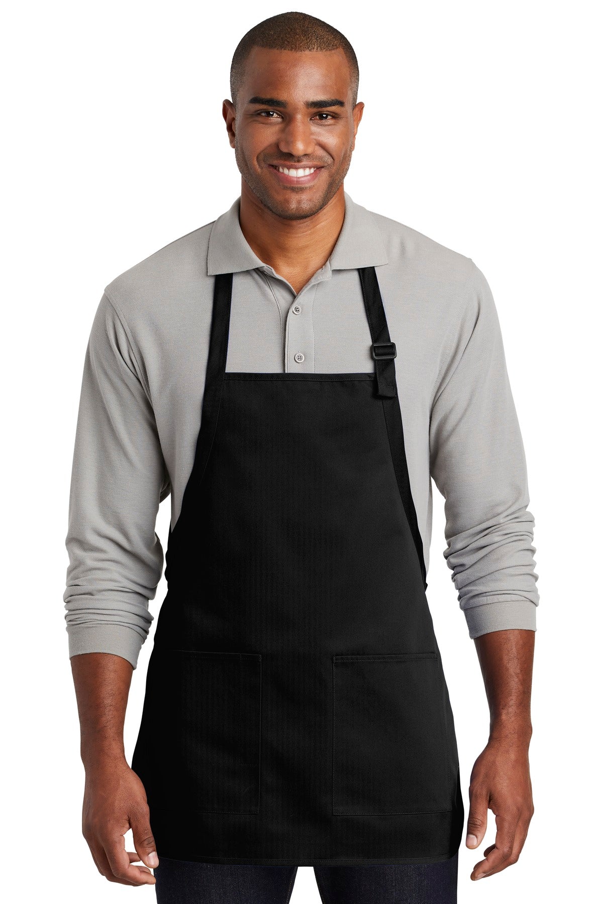 Stay looking neat and clean in this durable apron that featu - Black