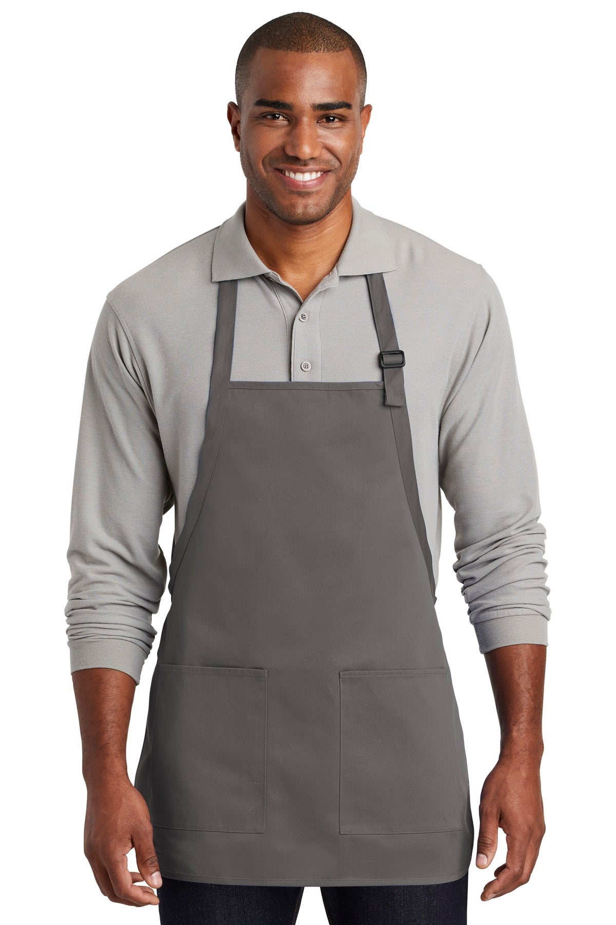 Stay looking neat and clean in this durable apron that featu - Charcoal