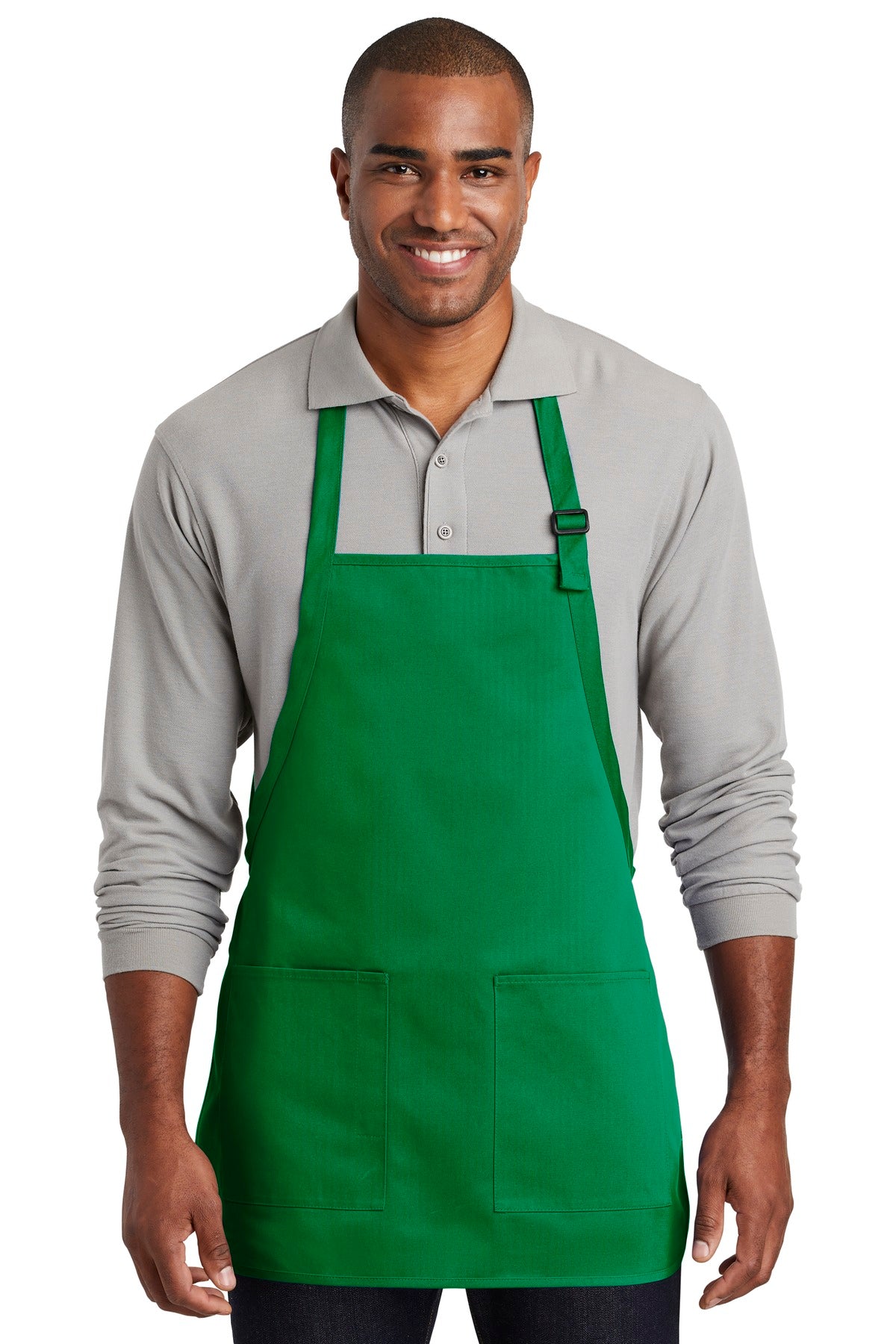 Stay looking neat and clean in this durable apron that featu - Kelly Green