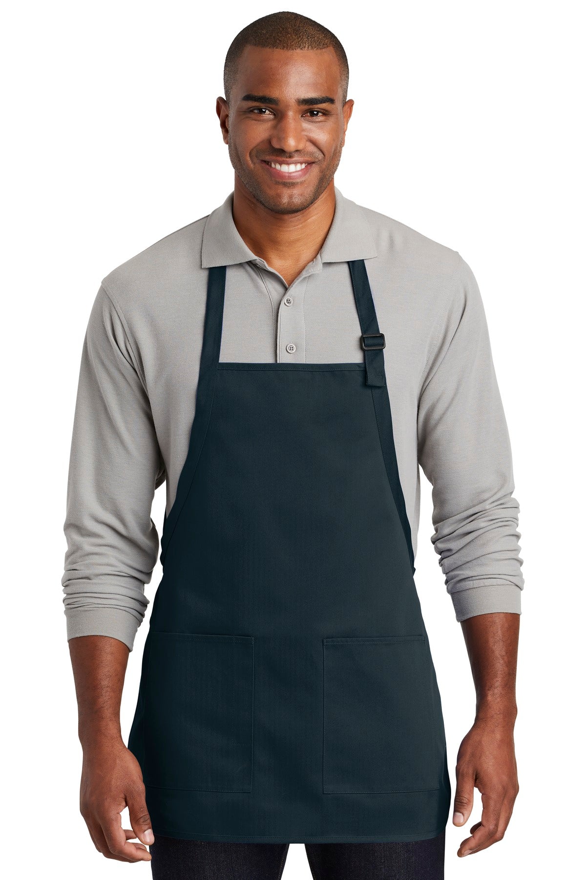 Stay looking neat and clean in this durable apron that featu - Navy