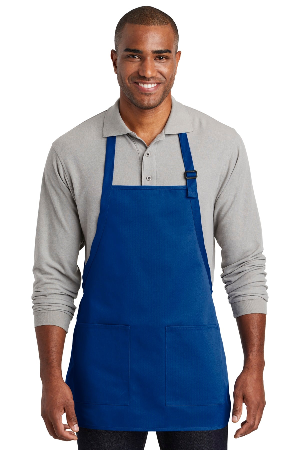 Stay looking neat and clean in this durable apron that featu - Royal