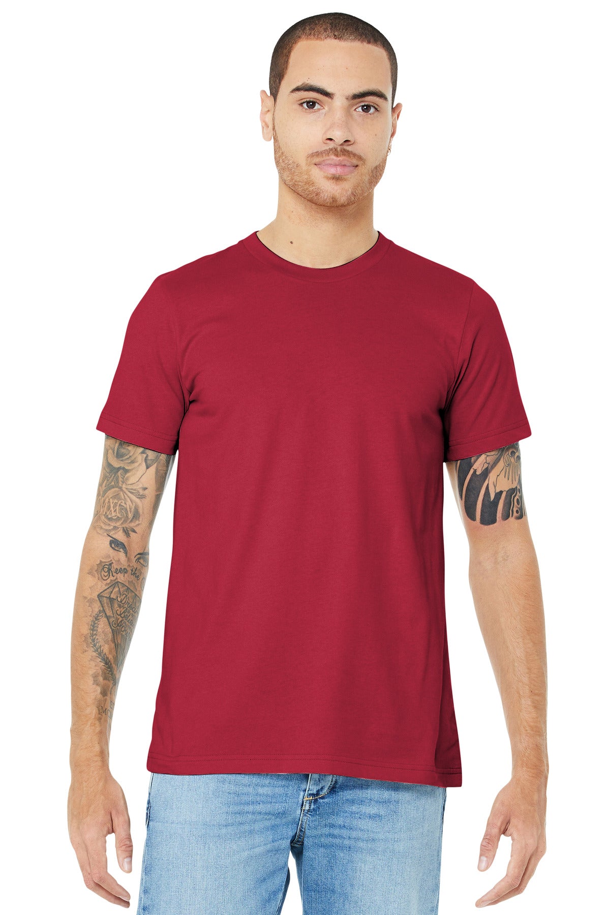 Retail fit Tear-away label Side seamed Shoulder taping Solid - Cardinal