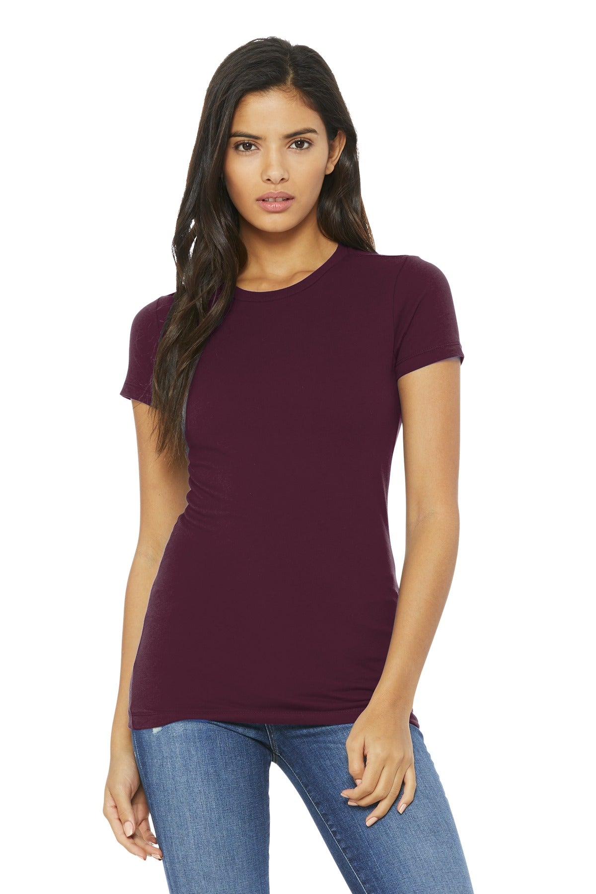 Slim fit Tear-away label Longer body length Side seamed Shou - Maroon
