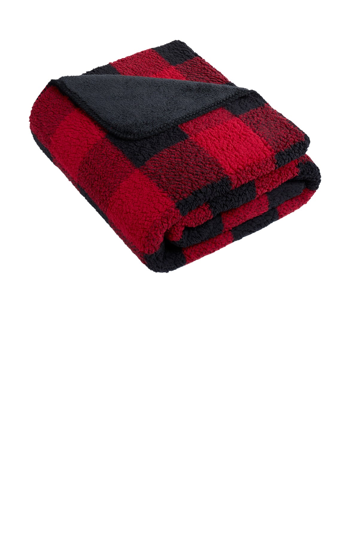 This versatile cozy-chic blanket reverses from a fuzzy sherp - Black/ Red Buffalo Plaid
