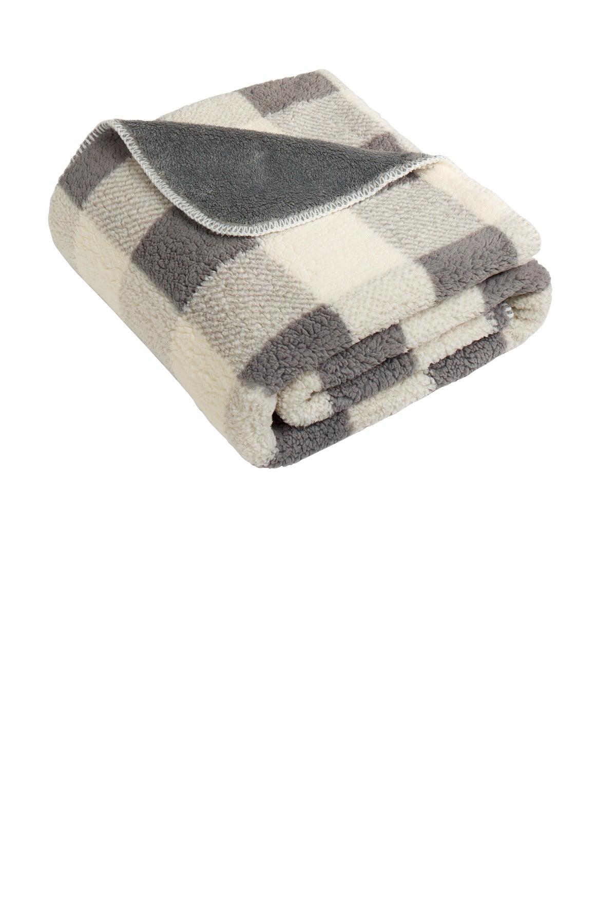 This versatile cozy-chic blanket reverses from a fuzzy sherp - Grey/ Marshmallow Buffalo Plaid