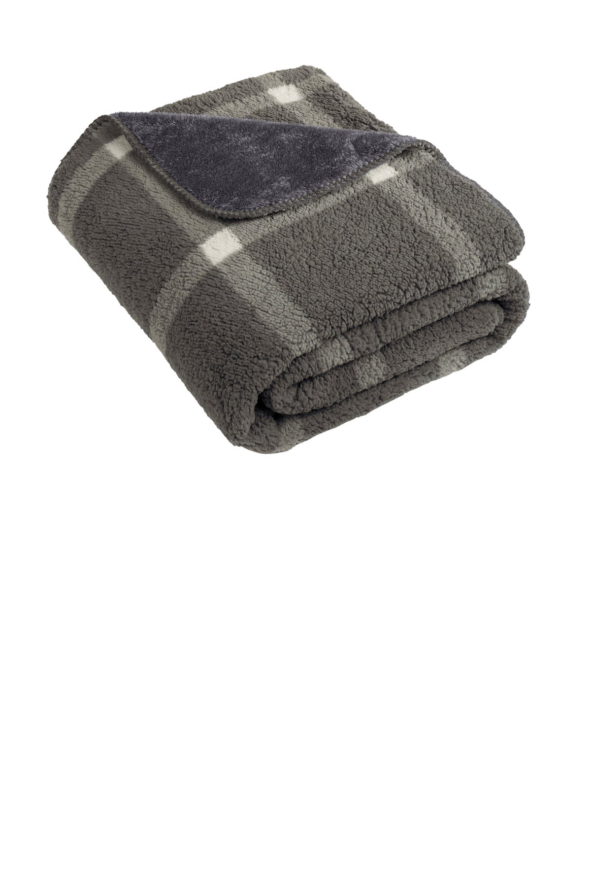 This versatile cozy-chic blanket reverses from a fuzzy sherp - Marshmallow/ Grey Window Pane