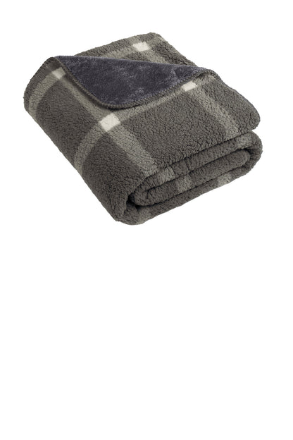 This versatile cozy-chic blanket reverses from a fuzzy sherp - Marshmallow/ Grey Window Pane