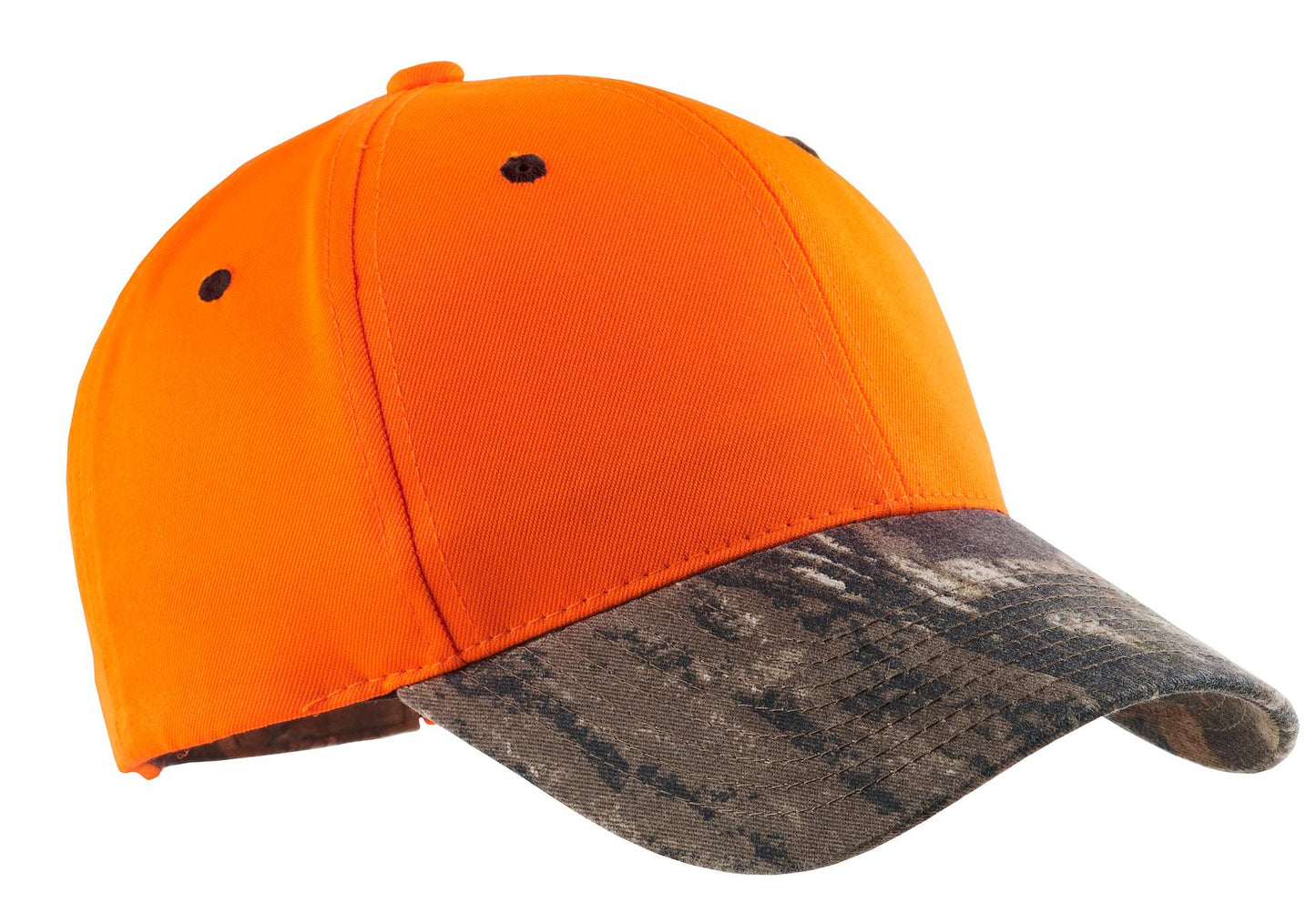 Add safety to the hunt with this cap that features the popular Mossy Oak print on the brim and closu