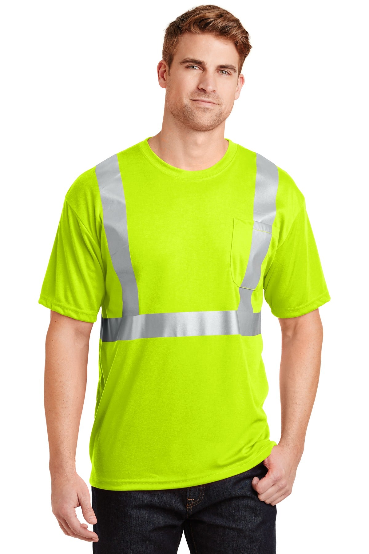 Stay safer on the jobsite in this high-visibility t-shirt th - Safety Yellow/ Reflective
