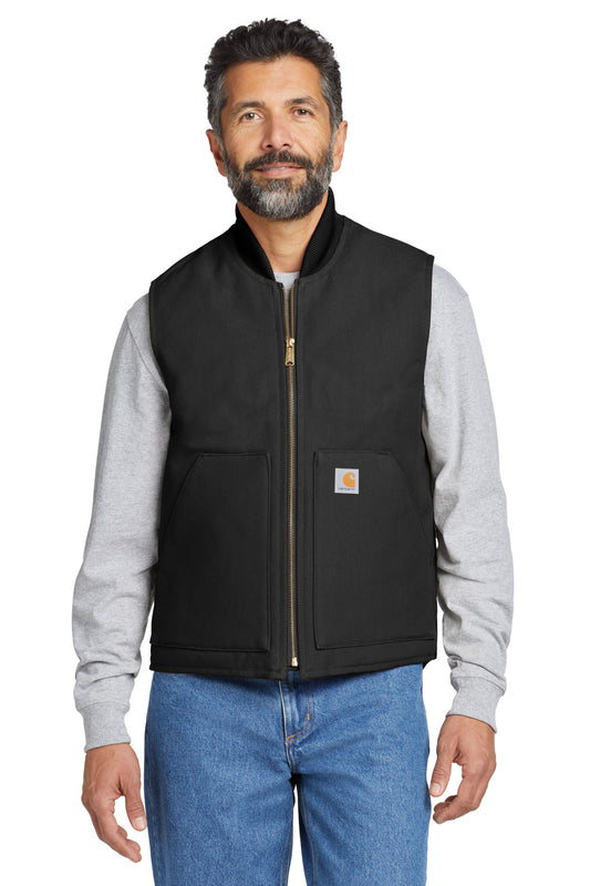 A great extra layer Carhartt's Duck Vest is made of cotton d - Black