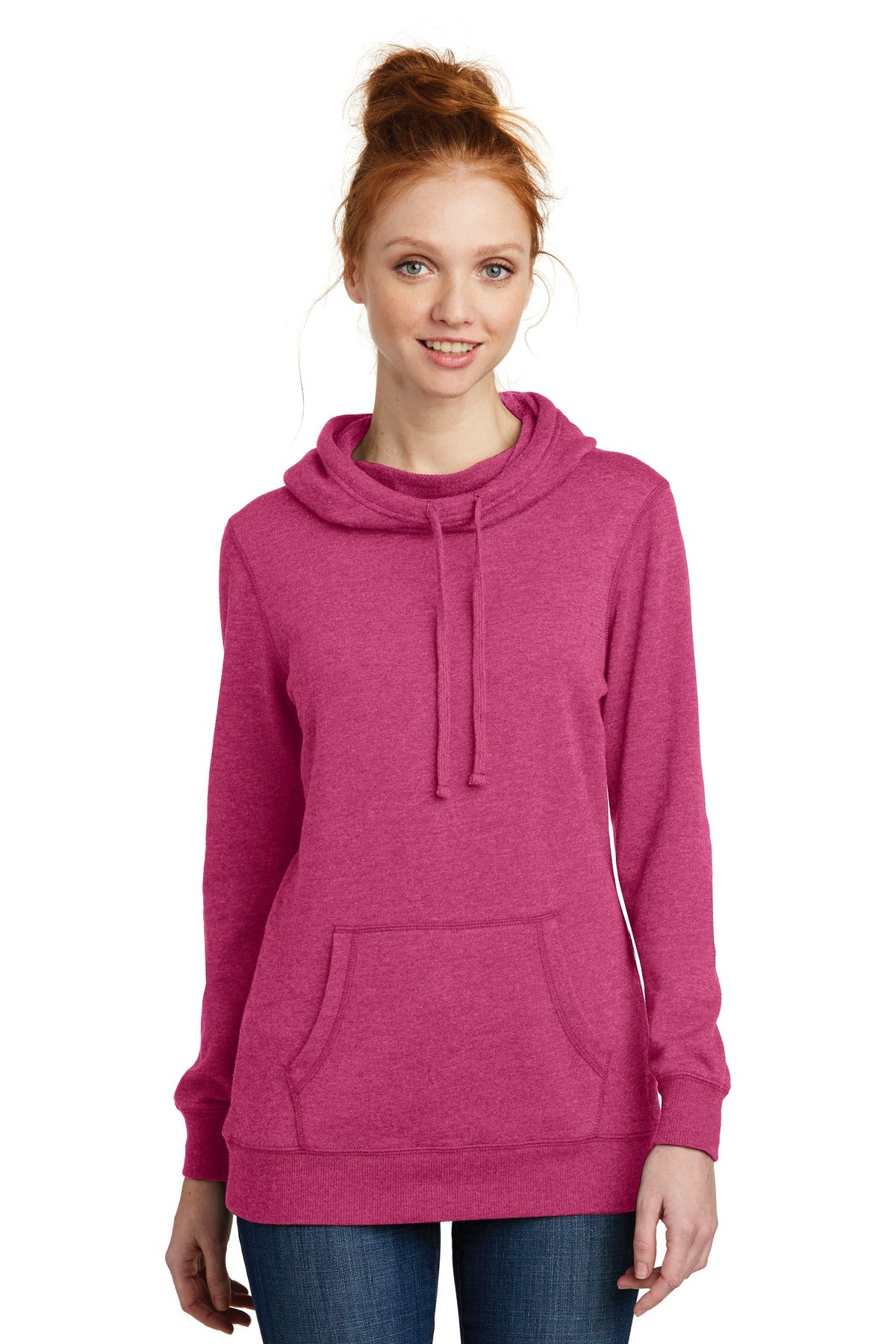 Soft and lightweight this hoodie works year-round. 6.5-ounce - Heathered Pink Azalea