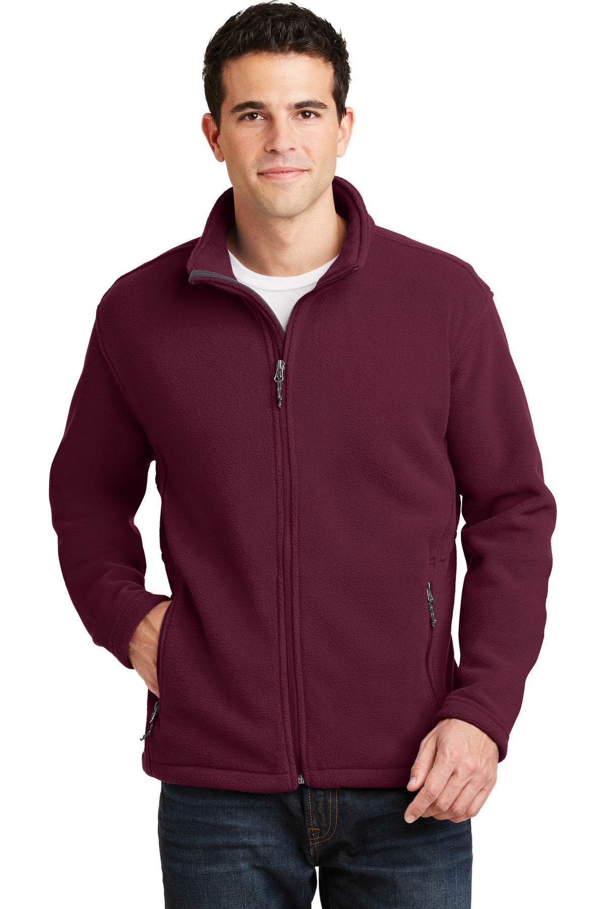 This exceptionally soft low-pill midweight fleece jacket wil - Maroon
