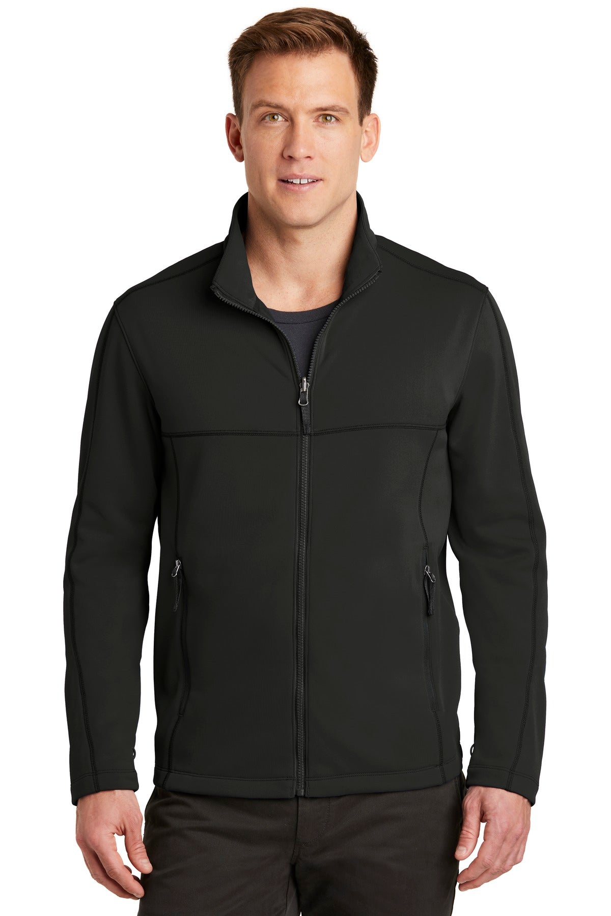 A smooth face brushed back and contrast coverstitching make  - Deep Black
