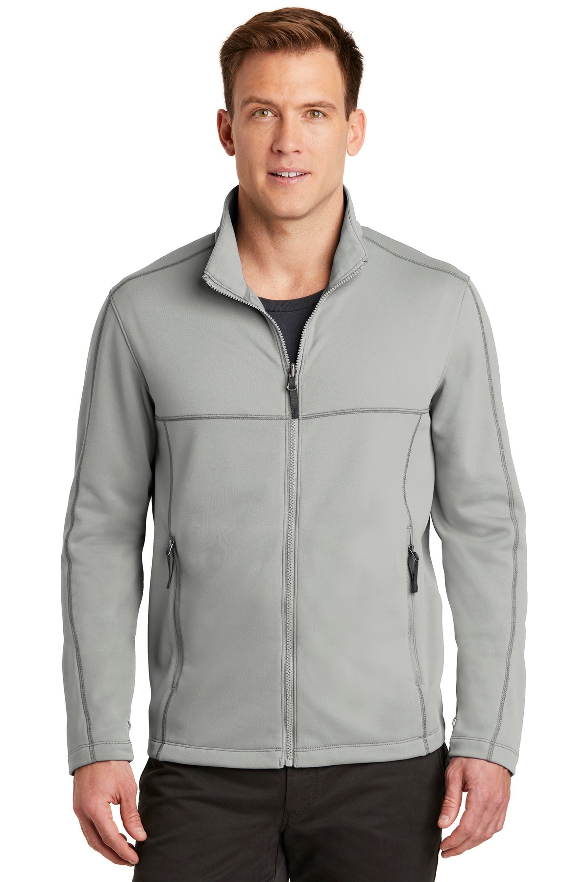 A smooth face brushed back and contrast coverstitching make  - Gusty Grey