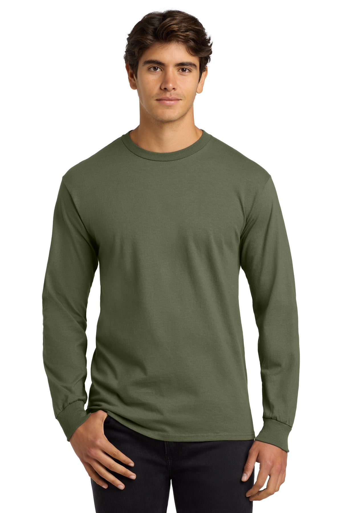 6-ounce 100% US cotton50/50 cotton/poly (Dark heather Safety - Military Green