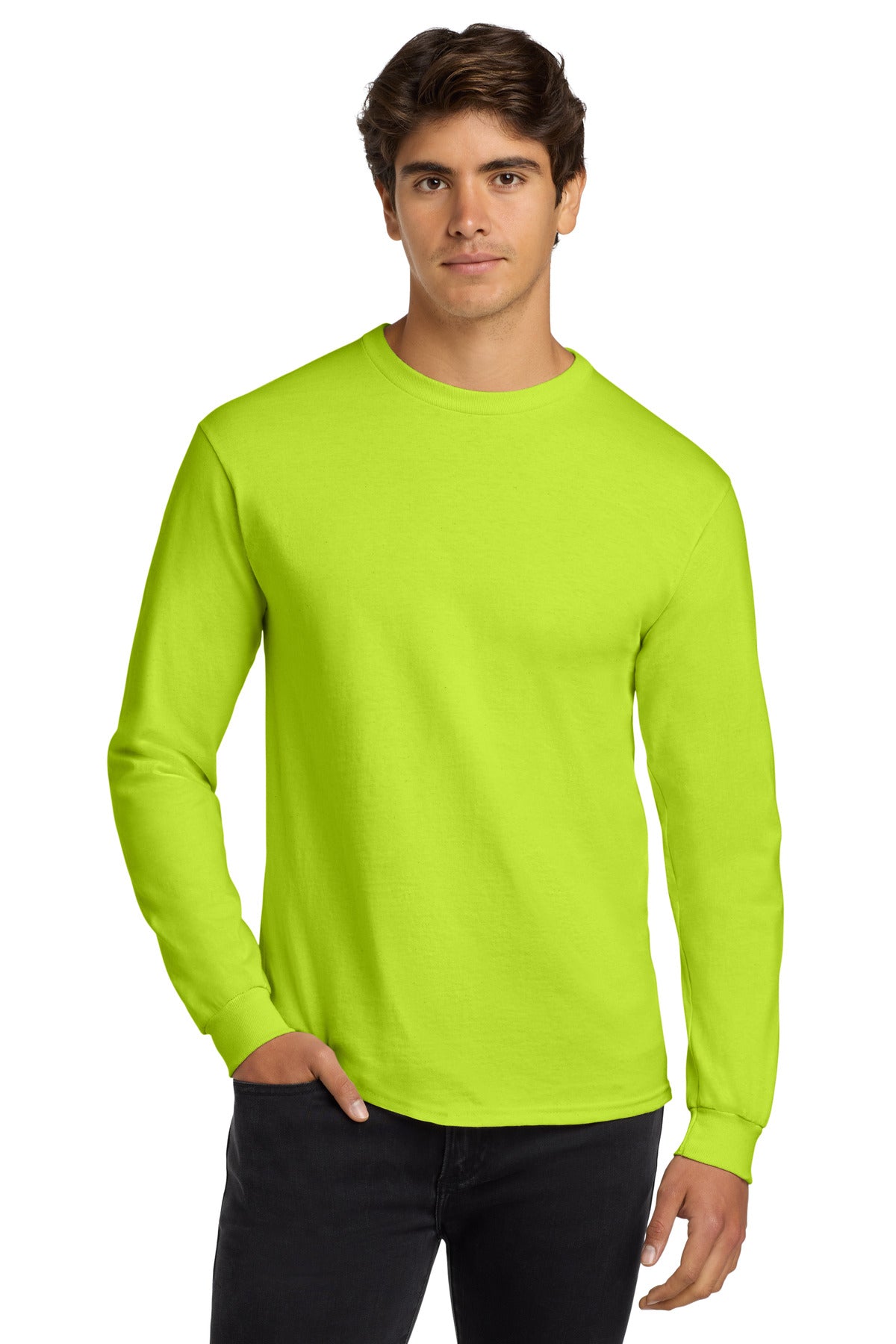 6-ounce 100% US cotton50/50 cotton/poly (Dark heather Safety - Safety Green