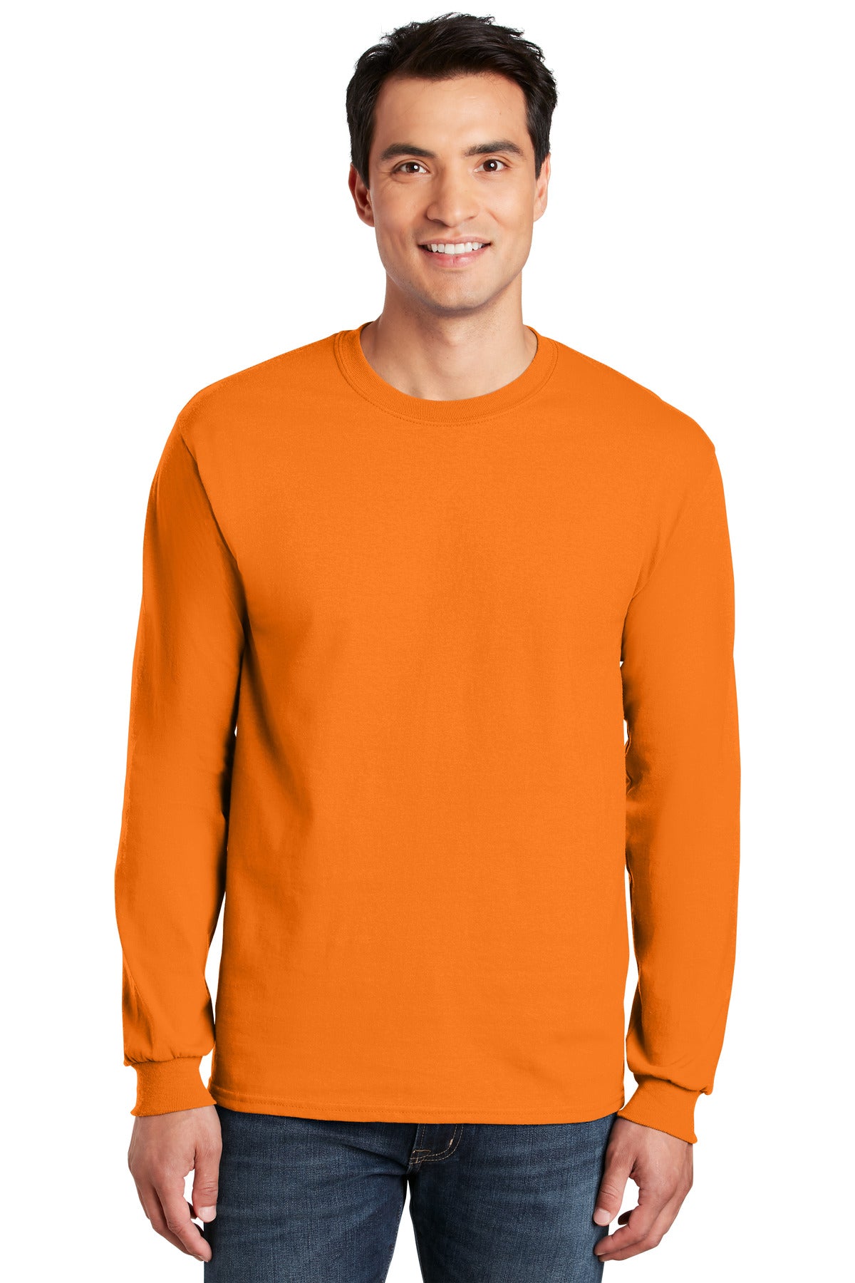 6-ounce 100% US cotton50/50 cotton/poly (Dark heather Safety - S. Orange