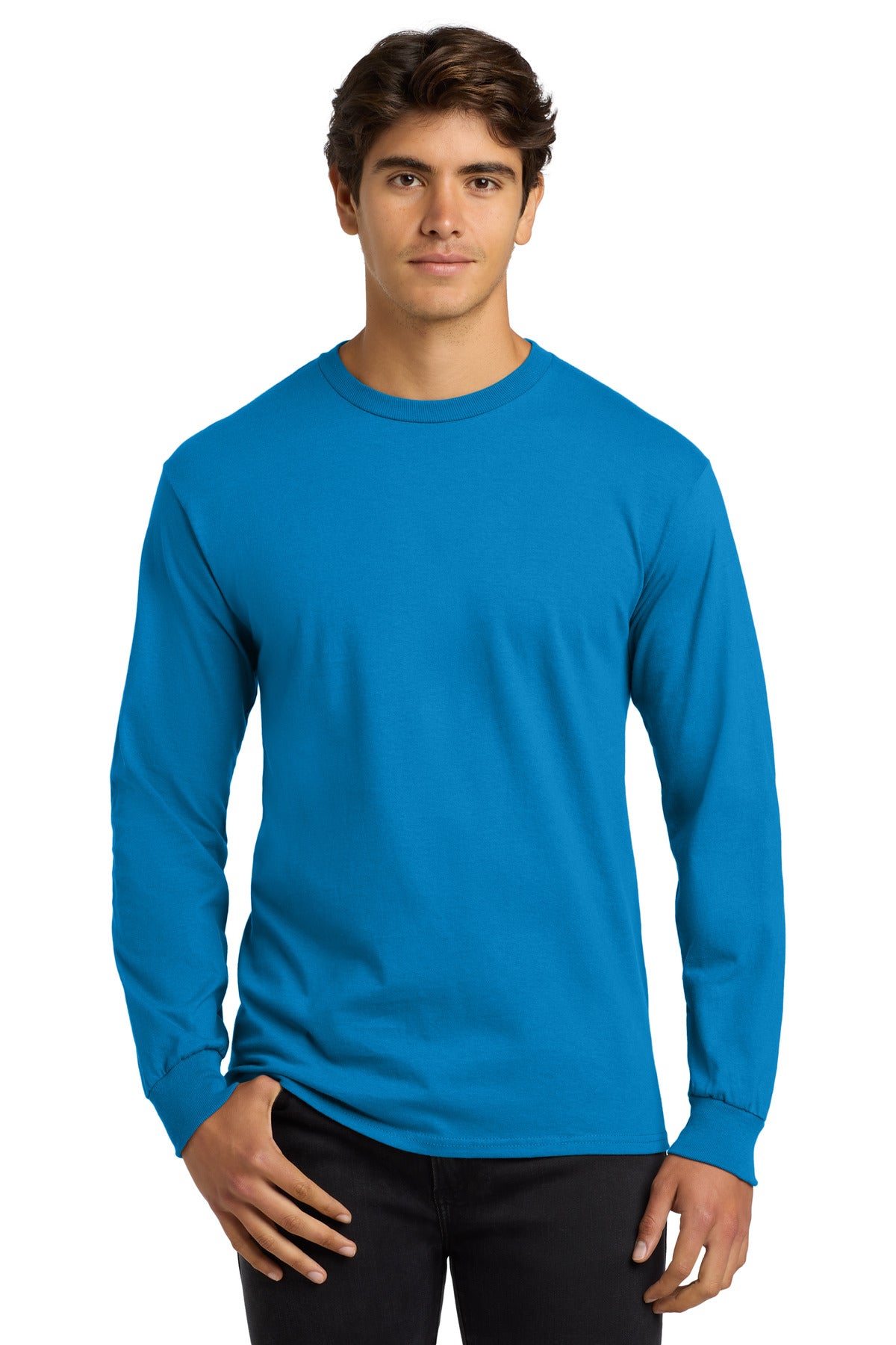 6-ounce 100% US cotton50/50 cotton/poly (Dark heather Safety - Sapphire