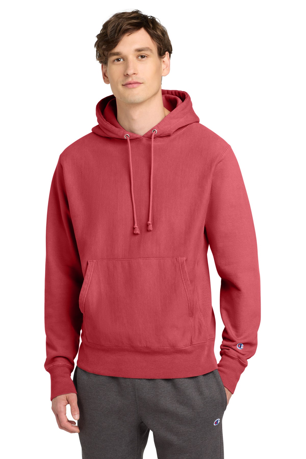 12-ounce 82/18 cotton/poly fleece Reverse Weave cross-grain  - Crimson