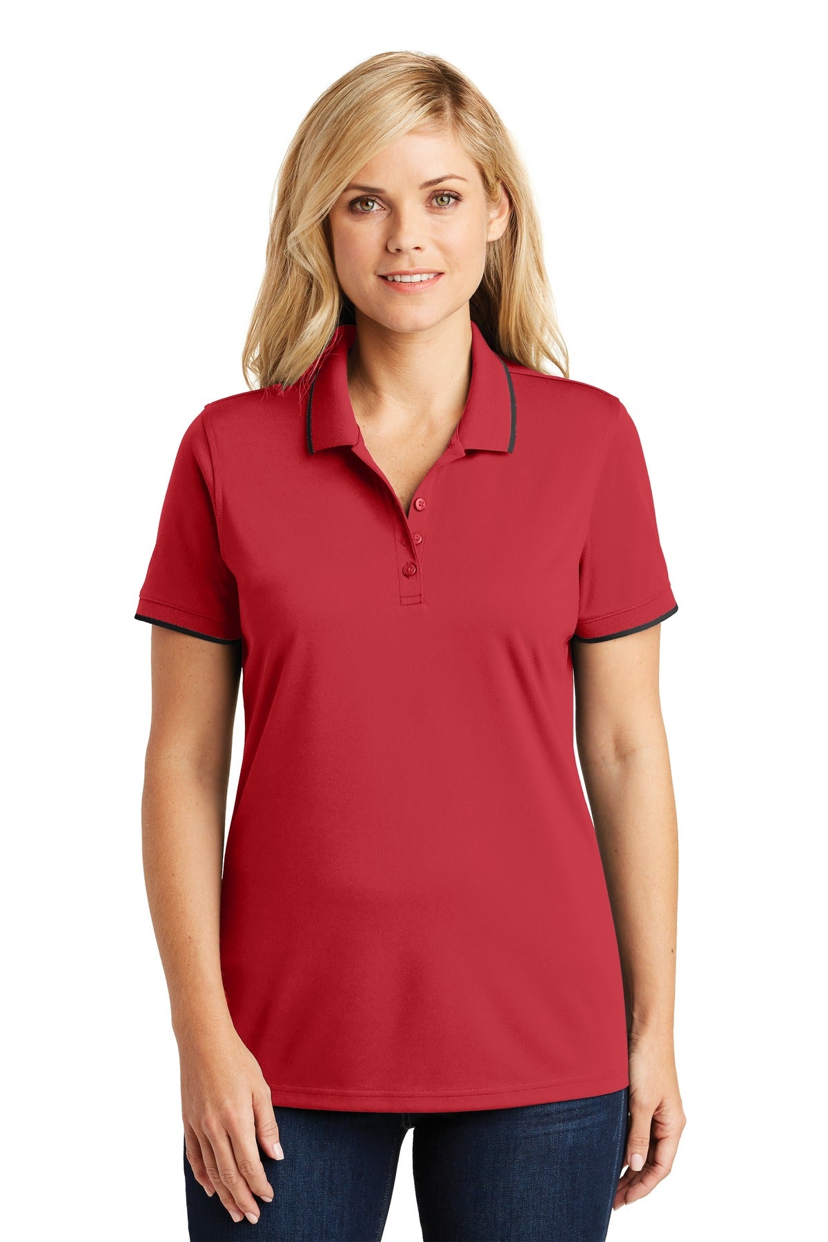 Tipping on the collar and cuffs gives our durable value-pric - Rich Red/ Deep Black