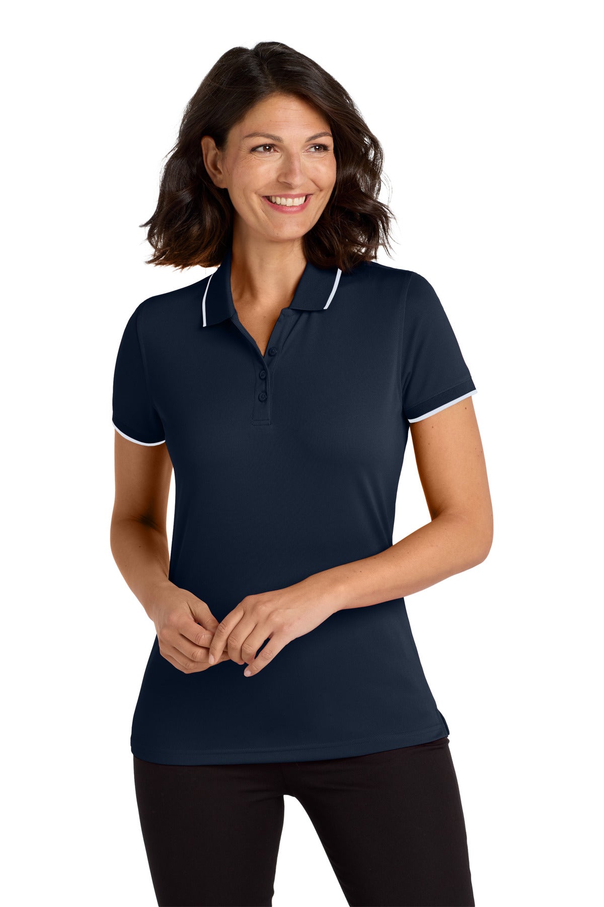 Tipping on the collar and cuffs gives our durable value-pric - River Blue Navy/ White
