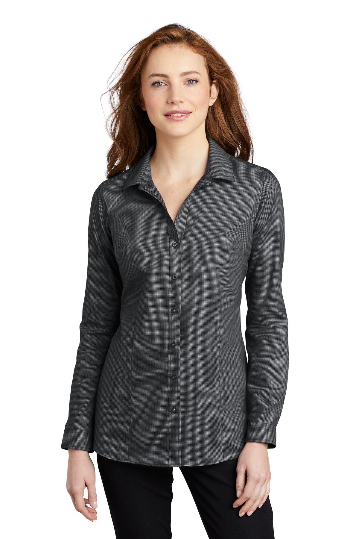A subtle pincheck pattern offers understated texture in thes - Black/ Grey Steel