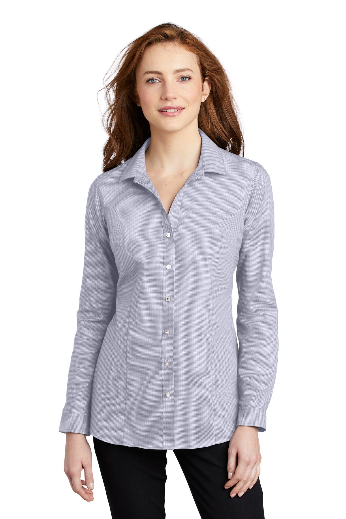 A subtle pincheck pattern offers understated texture in thes - Gusty Grey/ White