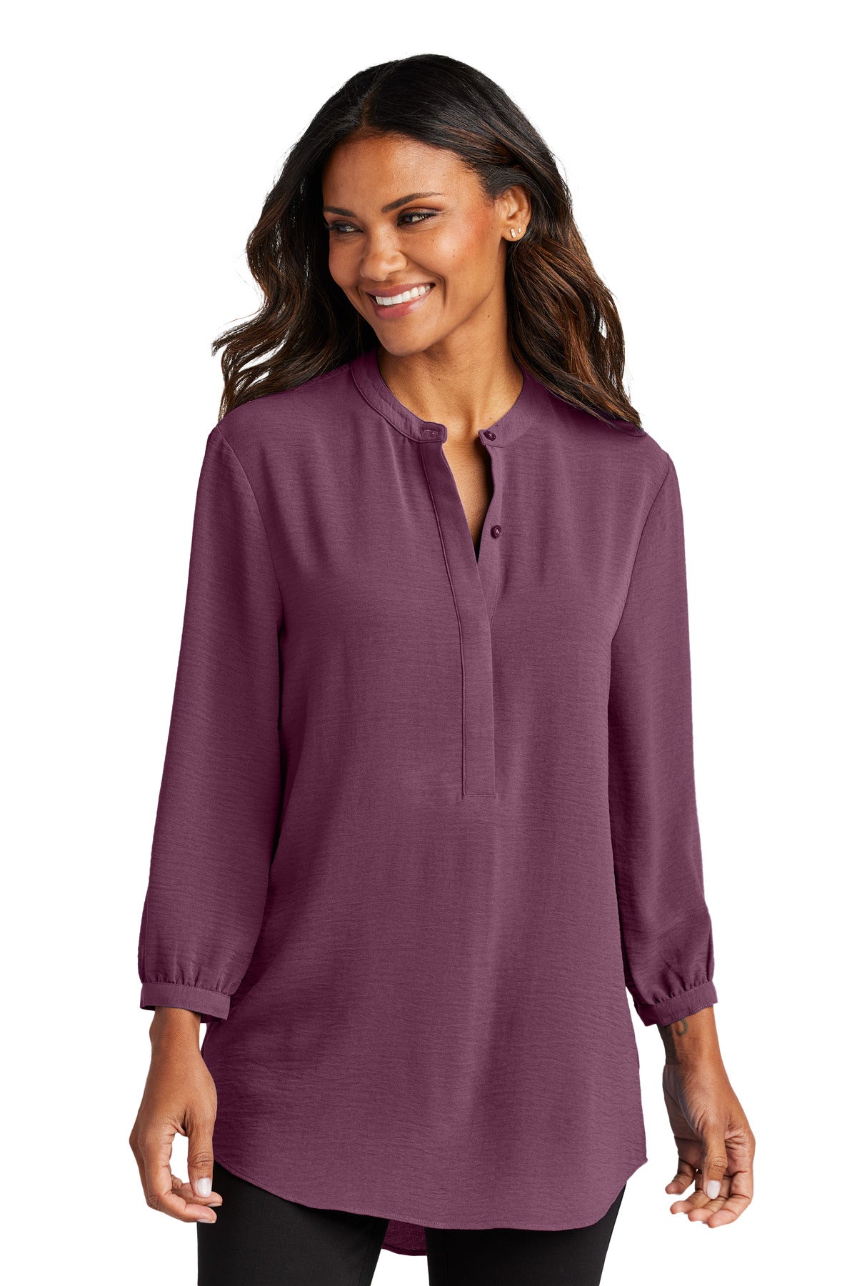 This beautifully draped tunic makes a statement with its lon - Purple Mist