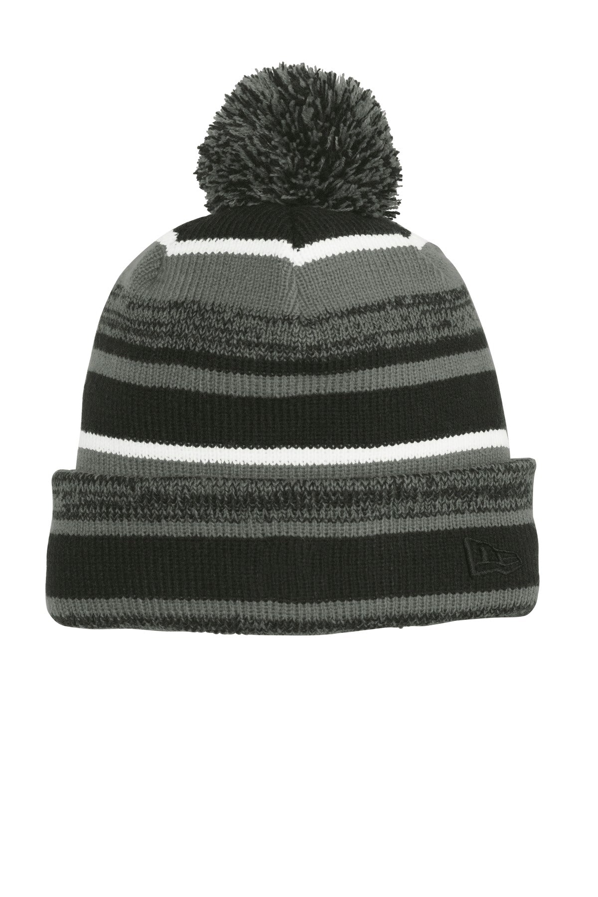 With its heather stripes dual-colored pom and warm fleece lining this is the beanie frequently spott