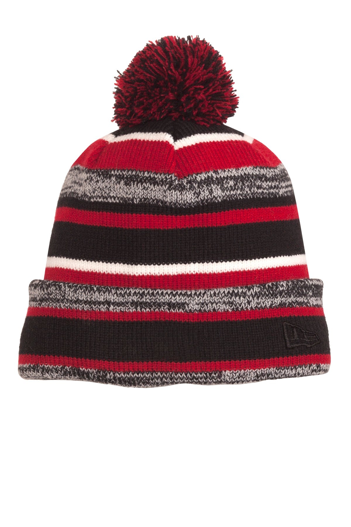 With its heather stripes dual-colored pom and warm fleece lining this is the beanie frequently spott
