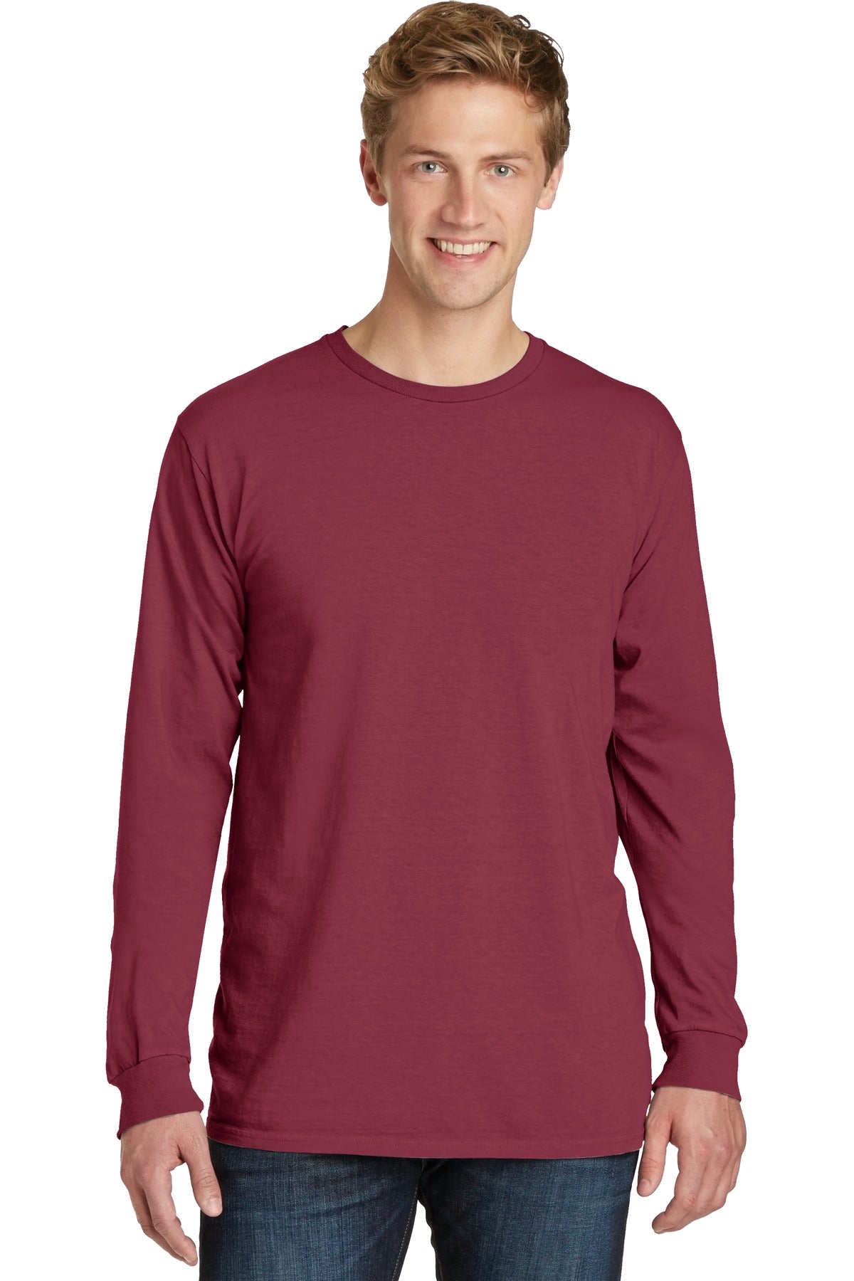 With long sleeves for added coverage this extra soft tee has - Merlot