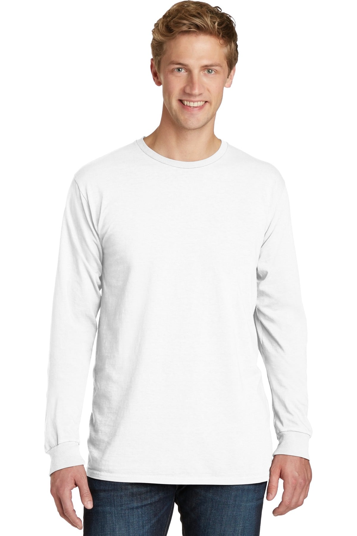 With long sleeves for added coverage this extra soft tee has - White