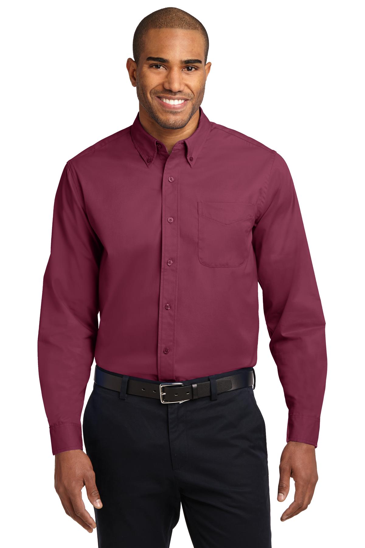 This comfortable wash-and-wear shirt is indispensable for th - Burgundy/ Light Stone