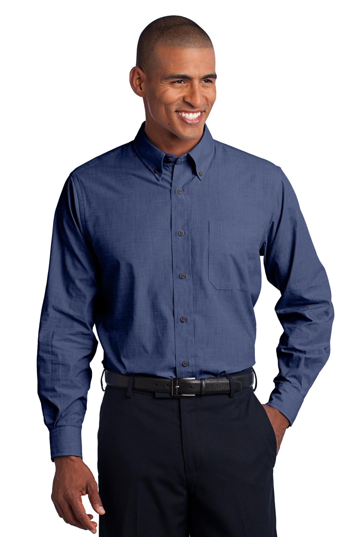 With a beautiful two-color weave--not to mention wrinkle res - Deep Blue