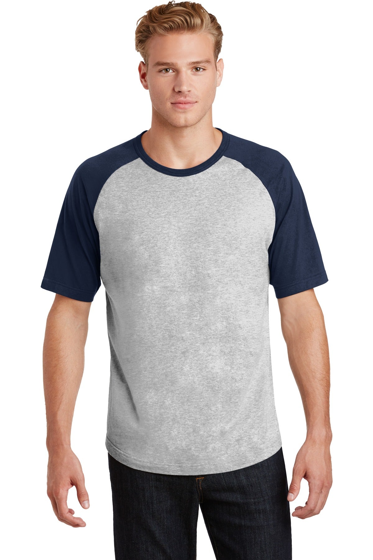 An authentic team look in soft comfortable cotton. 5.2-ounce - Heather Grey/ Navy