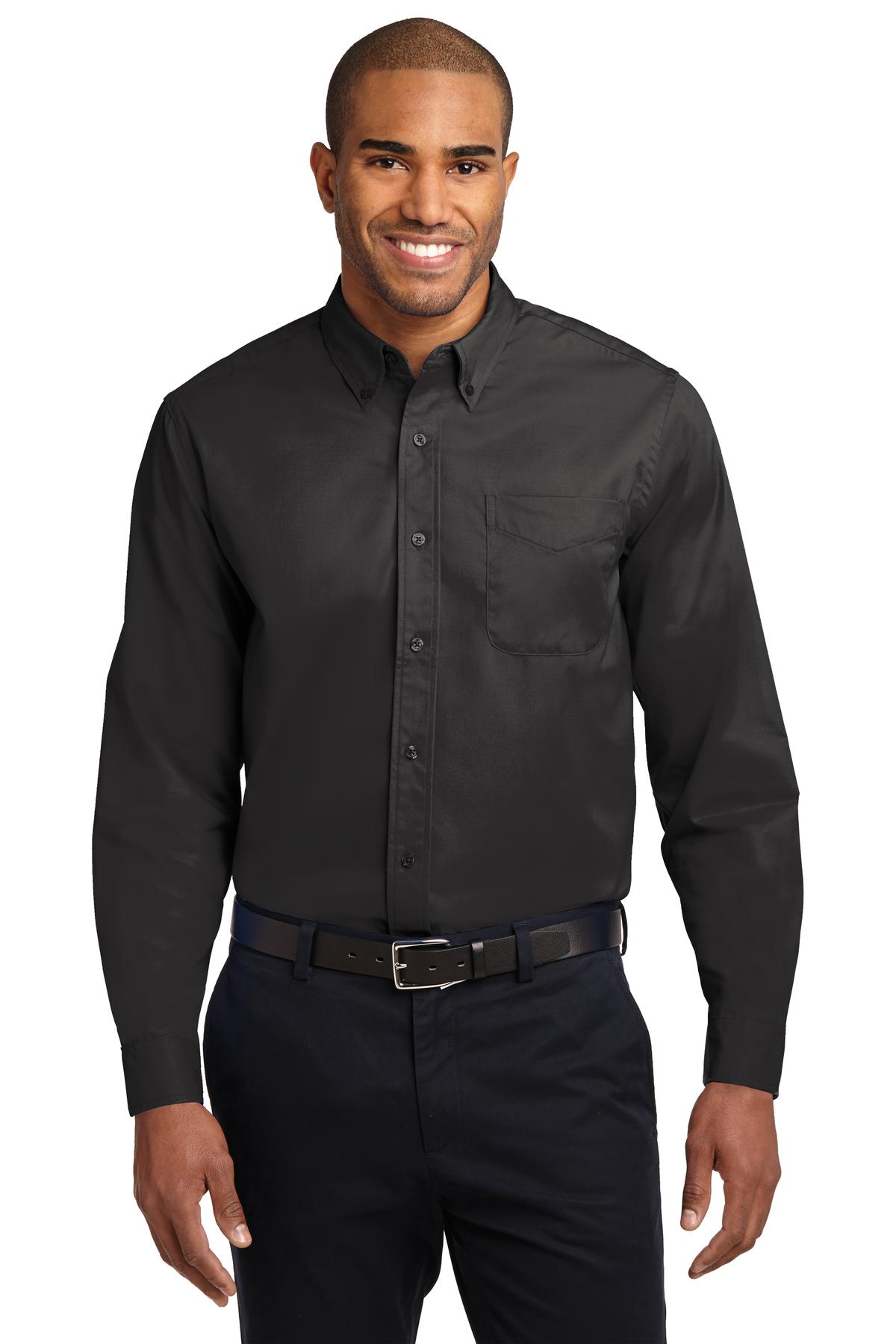 This comfortable wash-and-wear shirt is indispensable for th - Black/ Light Stone