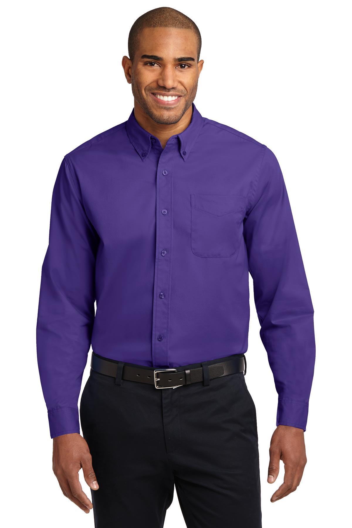 This comfortable wash-and-wear shirt is indispensable for th - Purple/ Light Stone
