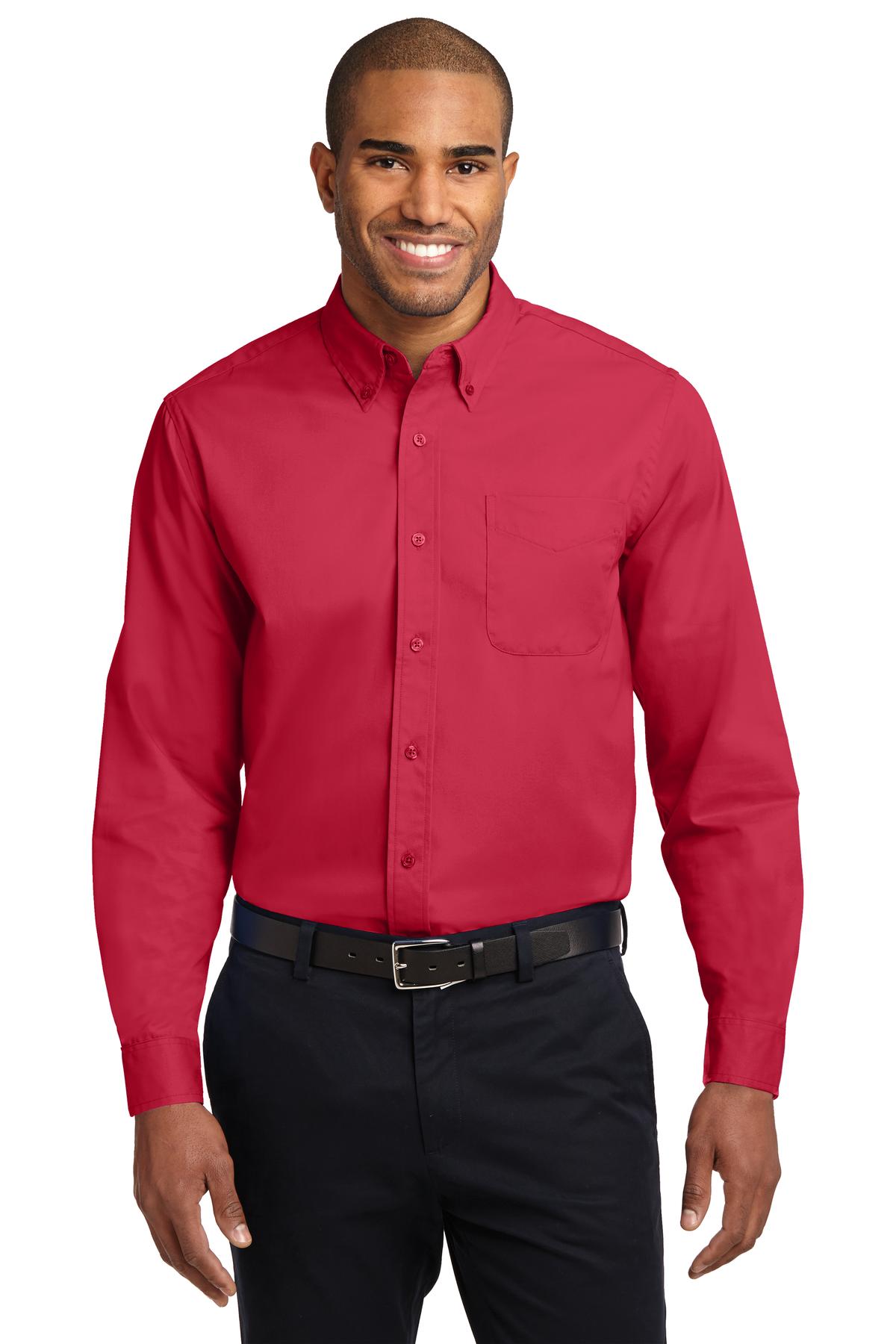 This comfortable wash-and-wear shirt is indispensable for th - Red/ Light Stone