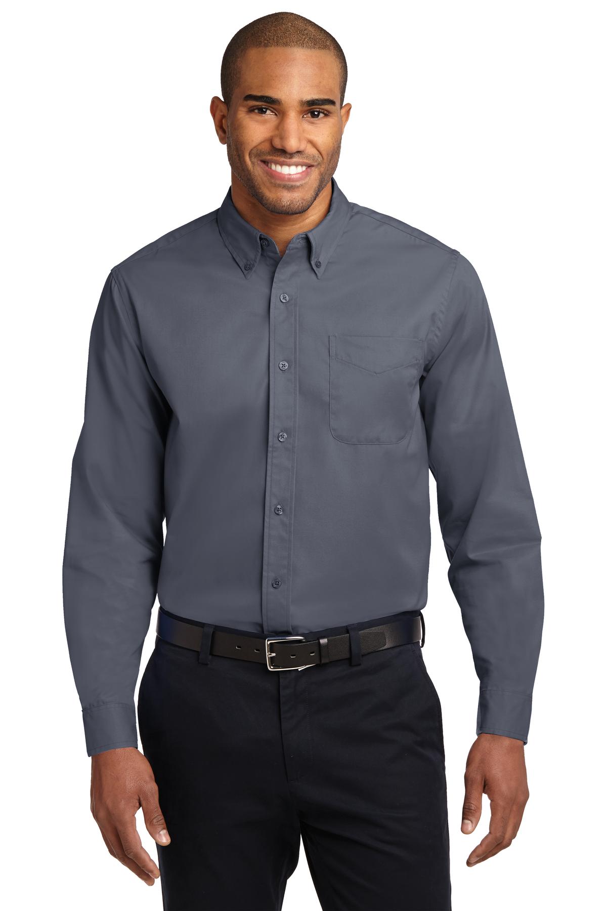 This comfortable wash-and-wear shirt is indispensable for th - Steel Grey/ Light Stone
