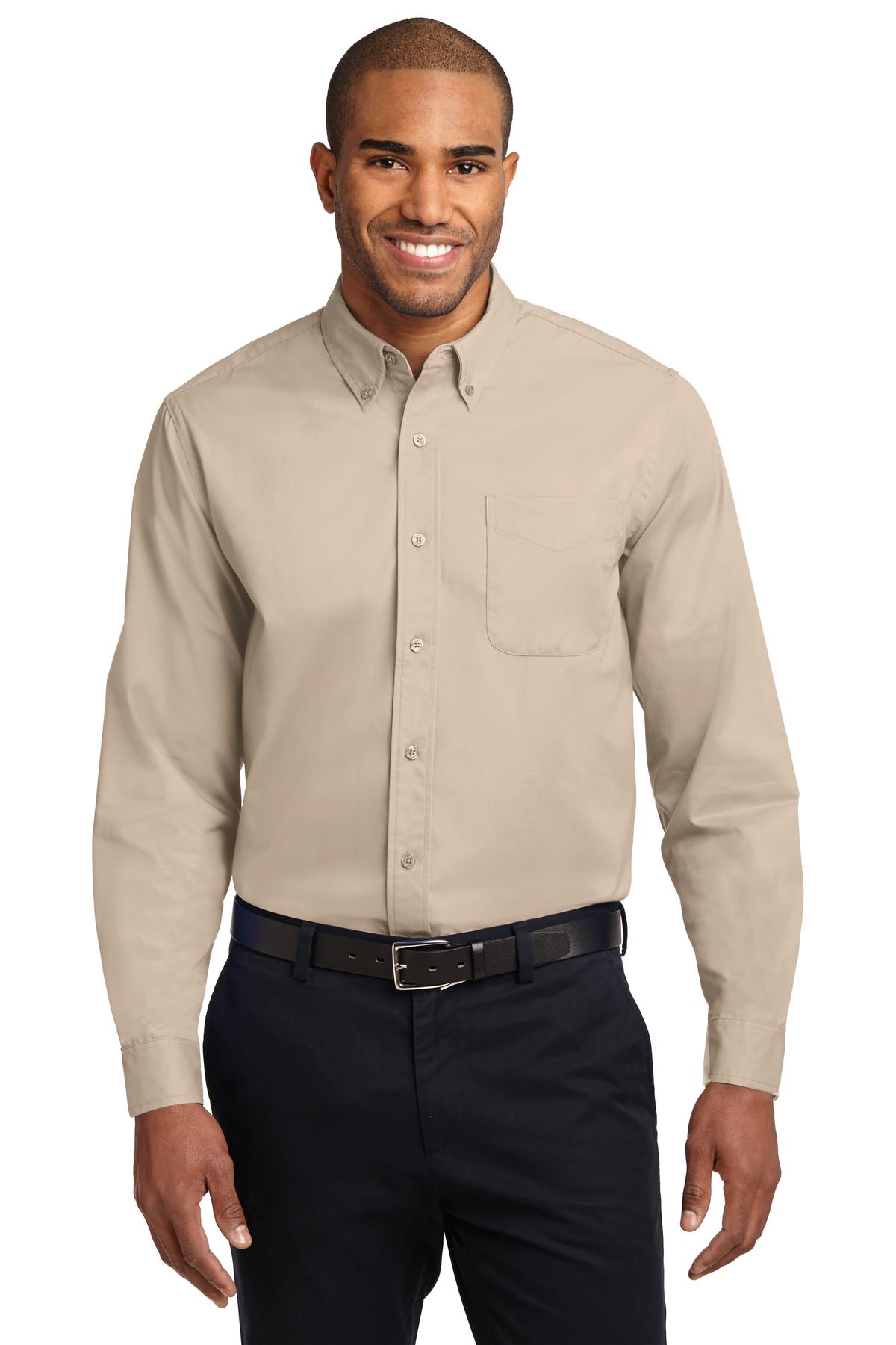 This comfortable wash-and-wear shirt is indispensable for th - Stone